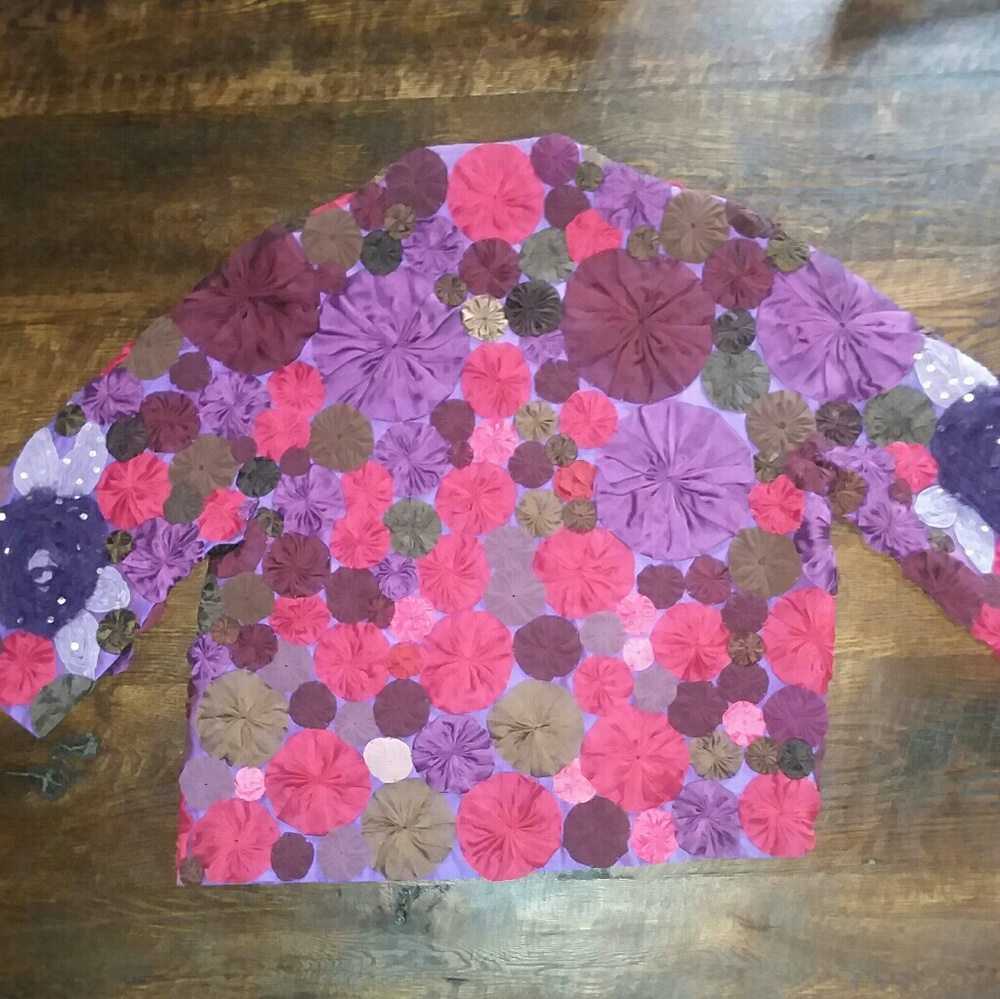 Fashion blazer purple and red floral snap jacket - Picture 2 of 6